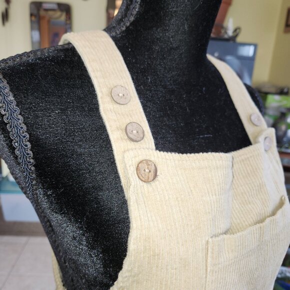 25046&7.  NWT!!  BiBi Corduroy Overalls Beige Sz S  . - Picture 3 of 13